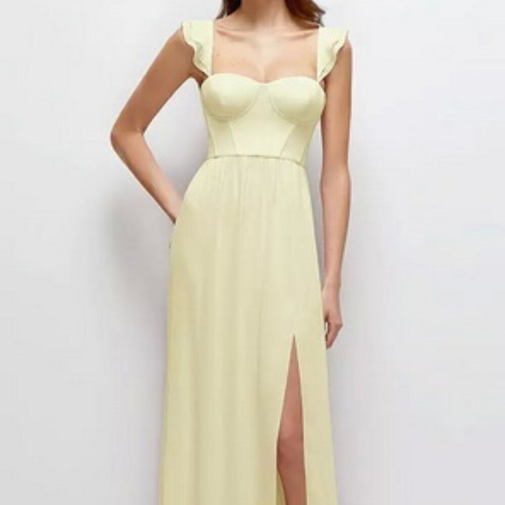 Dessy Butter Yellow Bustier Maxi Dress 3158